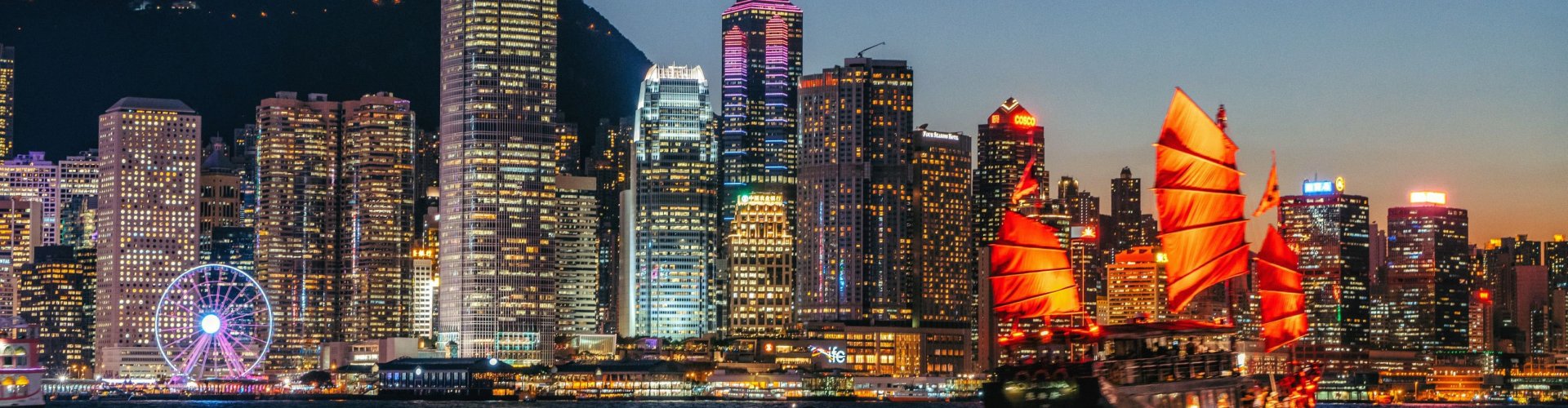 Sunset drive near Hong Kong