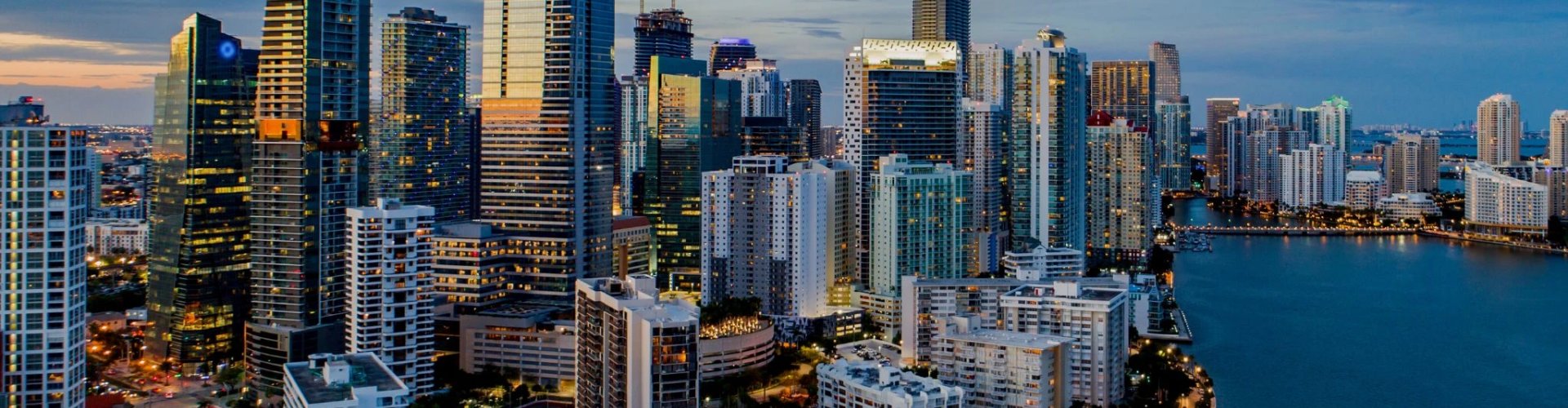 Sunset road trip scene near Miami, FL, US